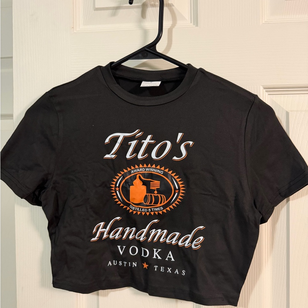 Tito's Vodka Black Crop Top